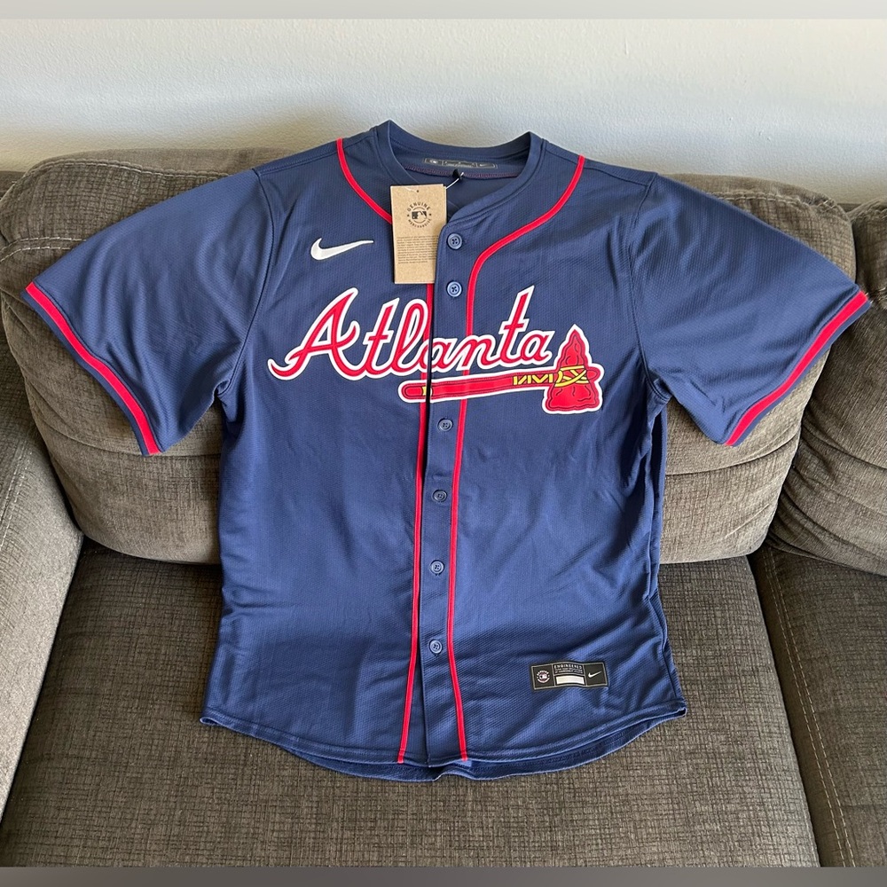 Nike Atlanta Braves Ronald Acuna Jr Navy Jersey MLB Baseball Men’s Sz: M